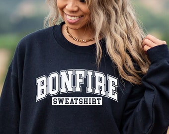 Bonfire Sweatshirt Collegiate Style, Shirt for Cold Weather, Cozy Long Sleeve by the Fire Shirt