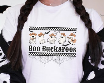 Boo Buckaroos Western Halloween Ghosts Tshirt, Retro Cowboy Ghosts Shirt, Cute Ghost Tee