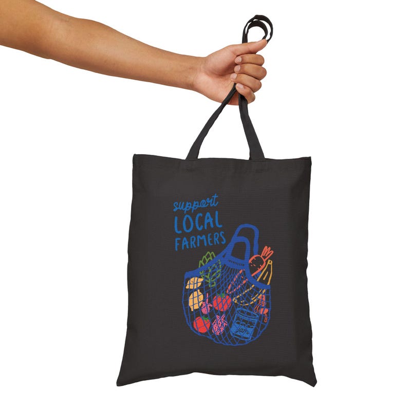 Sac fourre-tout aux agriculteurs locaux : design dessiné à la main, toile de coton respectueuse de l'environnement image 8