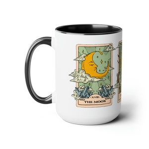 Tarot Cards Coffee Cup, Mystical Sun Moon and Stars Mug, Celestial Coffee Mug, Birthday Gift Mug, Special Occasion Gift, Colored Handle Mug Black