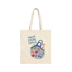 Sac fourre-tout aux agriculteurs locaux : design dessiné à la main, toile de coton respectueuse de l'environnement image 4
