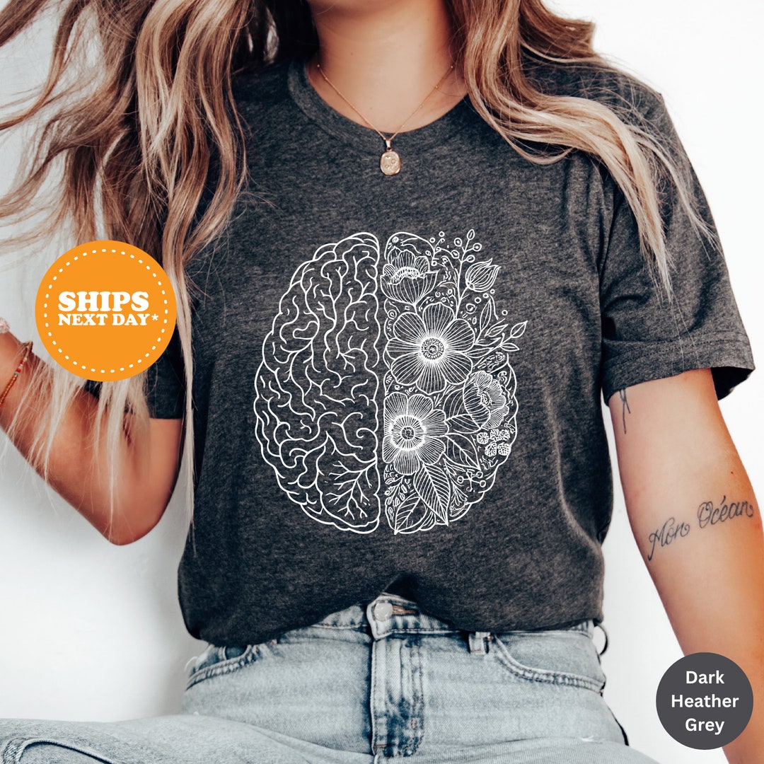 Human Brain Shirt, Floral Brain Anatomy Shirt, Nursing Student Tee ...