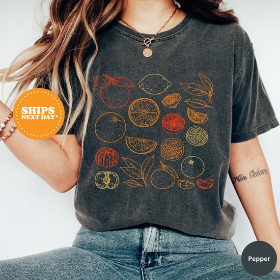Oranges Print Shirt, Citrus Shirt, Cute Graphic Tee, Retro Shirt