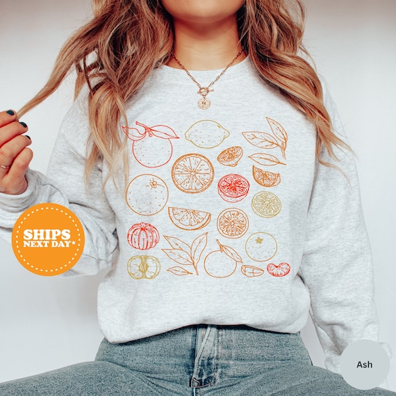 Oranges Print Sweatshirt, Citrus Shirt, Oranges Print Shirt, Cute Graphic Tee, Retro Shirt