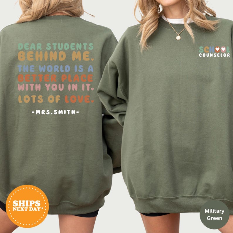 a woman wearing a sweatshirt with a message on it