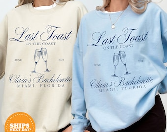 Beach Bachelorette Party Sweatshirt, Custom Bach Crewneck, Bach Social Club Tee, Last Toast on the Coast, Personalized Bachelorette Crewneck