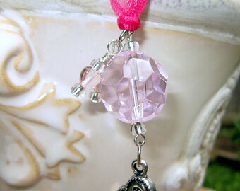 Rearview Mirror Jewelry Charm Car Feng Shui Pink Heart