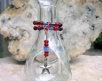 Mini Glass Flower Vase with Beads and Charm