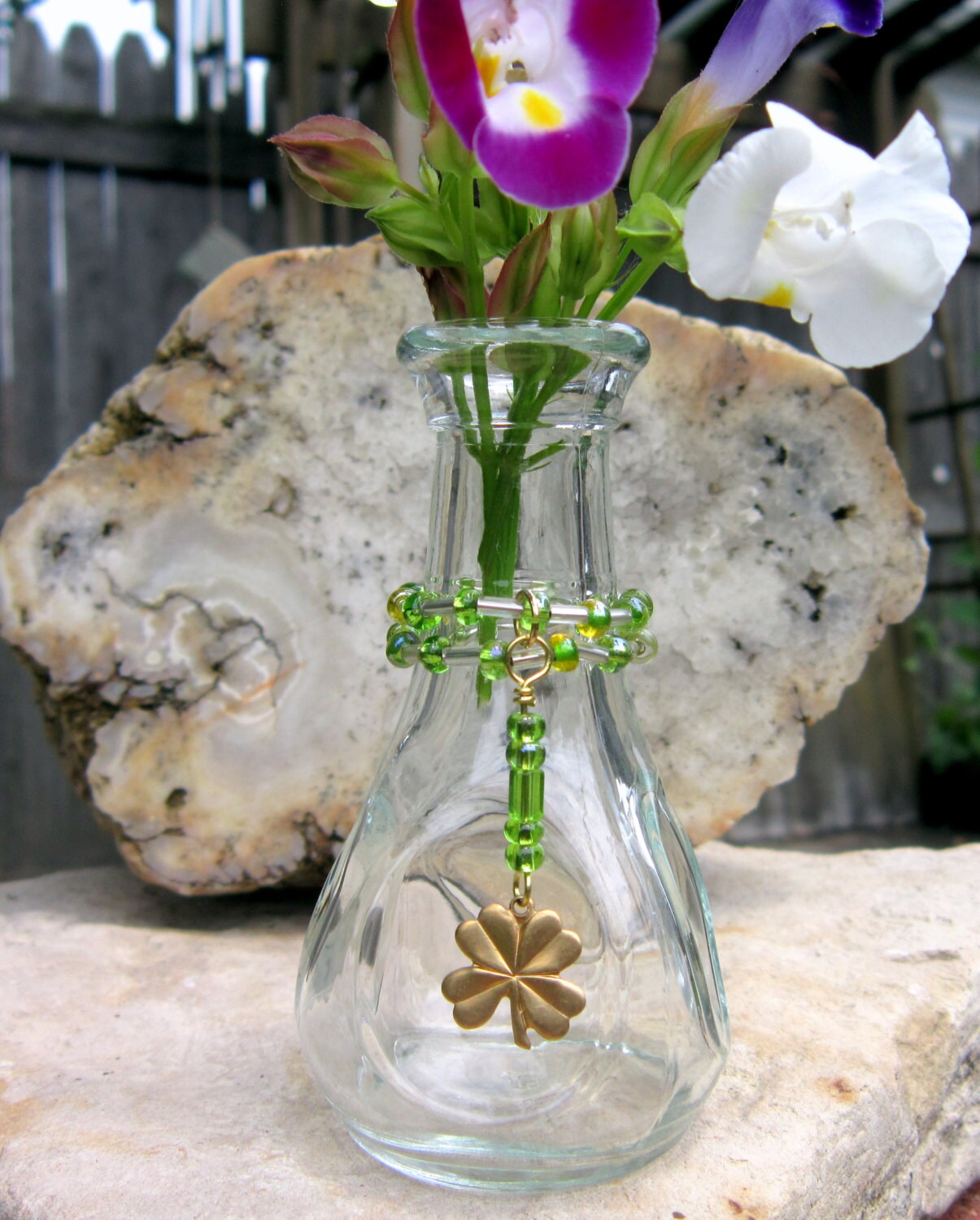 Mini Glass Flower Vase With Beads and Charm Etsy