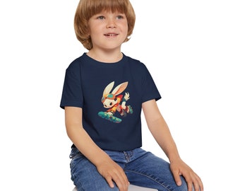 Kid's Soft Cotton T-shirt roller skating rabbit