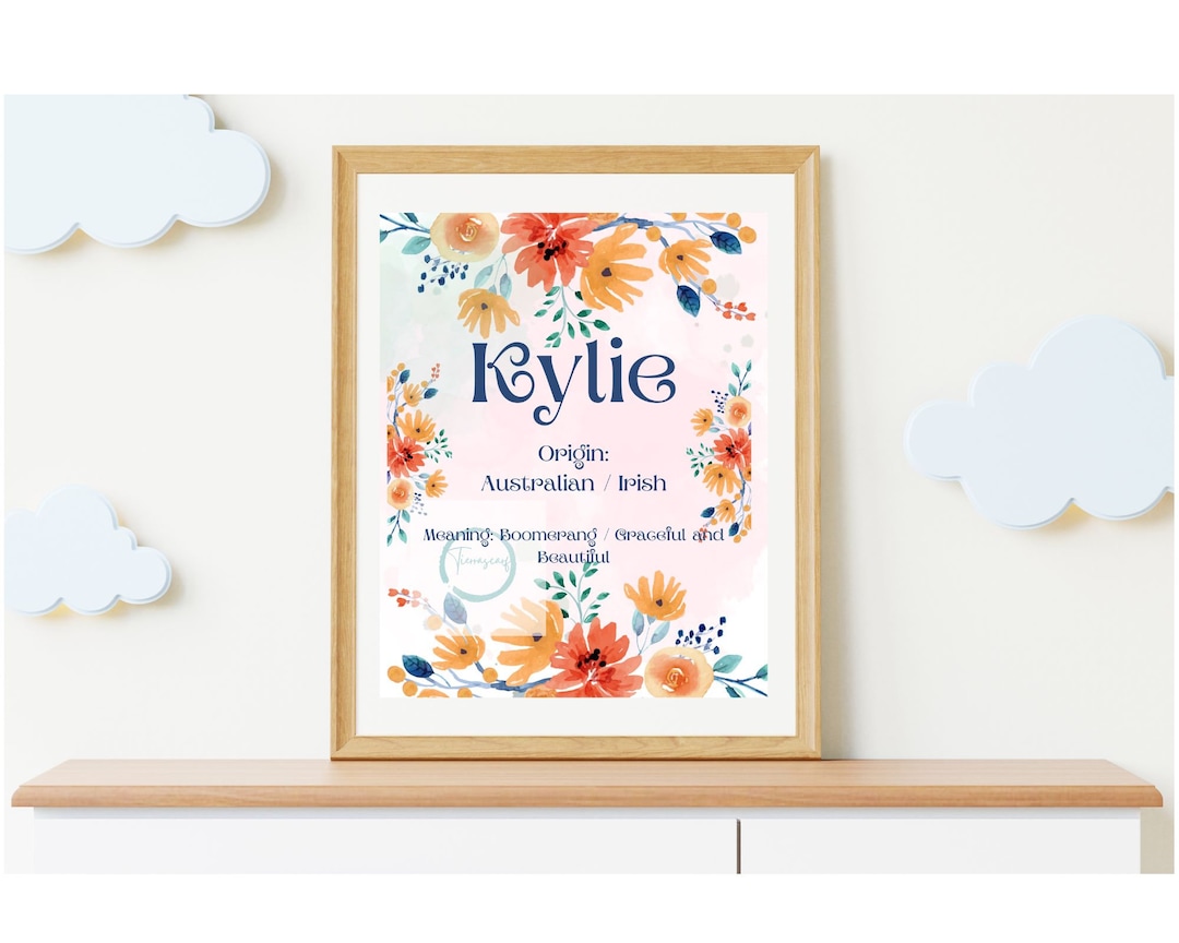 Kylie Name Meaning Printable Downloadable File Wall Hanging Etsy