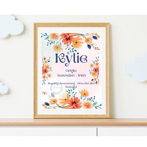 Kylie Name meaning printable downloadable file wall hanging