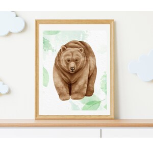 Woodland room decor print Bear wall hanging bedroom outdoor theme woodland printable digital download