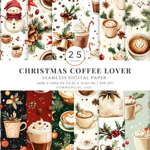 Papel Digital Amante de Café de Natal para Presente Amante de Café, Presentes de Natal, Envoltório de Caneca Festivo, Design de Xícara de Café, Papel de Parede de Grão de Café Jpg