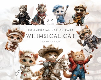 Funny Cat clipart, grillige carrière katten PNG, cartoon graphics voor T-shirt sublimatie, kattenliefhebber geschenken, digitale stickers ambachten, ornamenten