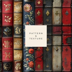 Vintage Book Spine Digital Paper, Ebook Mockup Decorative Book Covers Printable Book Mark, Book Club Book Lover Gift, Seamless Pattern jpg