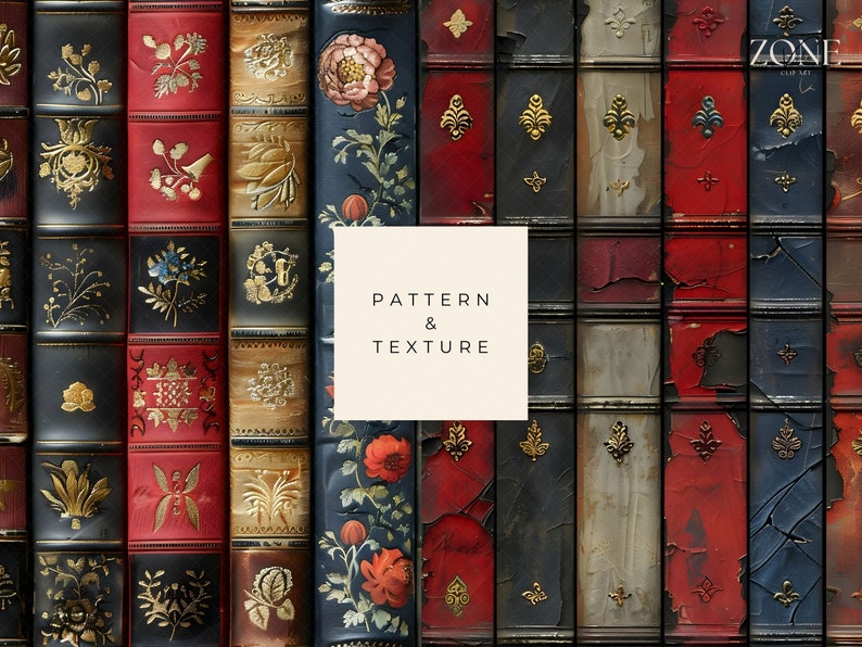 Vintage Book Spine Digital Paper, Ebook Mockup Decorative Book Covers Printable Book Mark, Book Club Book Lover Gift, Seamless Pattern jpg