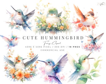 Aquarell Kolibri Clipart, Pastell Vögel PNG, Clip Art Frühlingsvogel, Kolibri Illustrationen, Kinderzimmer Wandkunst, druckbare Handwerksgrafik