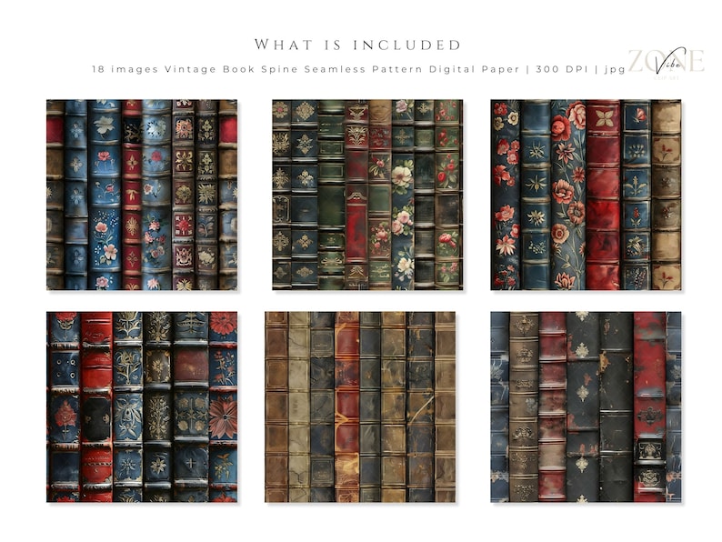 Vintage Book Spine Digital Paper, Ebook Mockup Decorative Book Covers Printable Book Mark, Book Club Book Lover Gift, Seamless Pattern jpg
