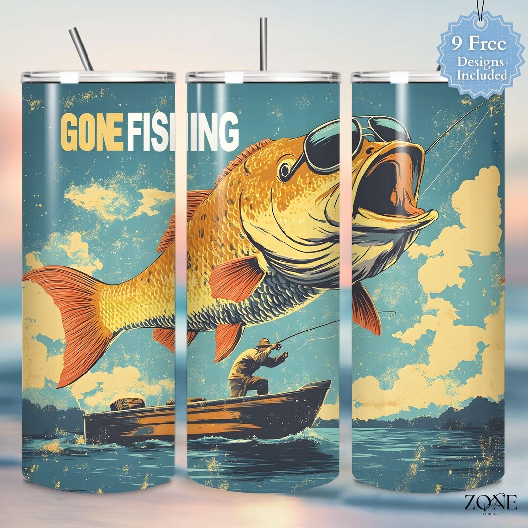 Fishing Funny Tumbler Wrap PNG, Retro Fisherman Life Design, 20oz ...