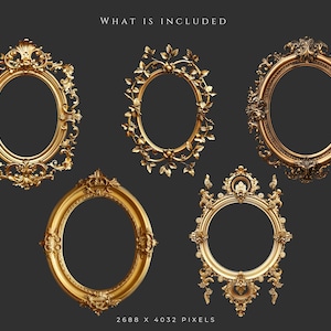 Vintage Gold Frames Clipart, Baroque Antique Frame Clip Art PNG, Junk ...
