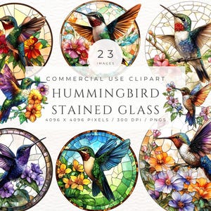 Clipart de vitrail colibri, art colibri printanier pour attrape-soleil oiseau en vitrail, décoration suspendue de fenêtre d'intérieur, cadeaux pour amoureux des oiseaux