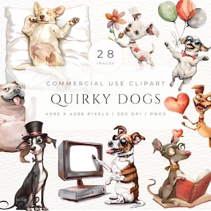 Whimsical Quirky Dogs Clipart Funny Dog Png Whimsy Animals Clip Art for Crafting Sublimation and Scrapbooking Dog Lovers Gift illustrations