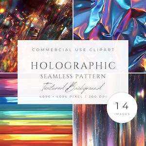 Holographic Digital Paper, Metamorphic Iridescent Texture, Rainbow Metallic Background for Canva, Photoshop, Backdrops
