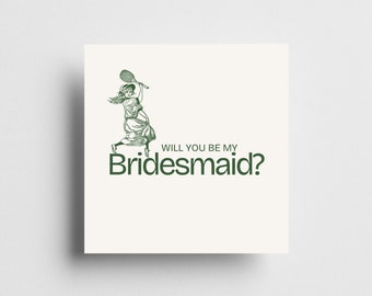 Tennis Themed Will You Be My Bridesmaid/Maid of Honour Card Templates