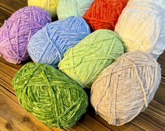 Crochet Plushies Yarn, Premium THIN Soft Velvet Yarn 40 gram, Soft Cotton Amigurumi Doll Animal Yarns, High Quality THIN Chenille Soft Yarn