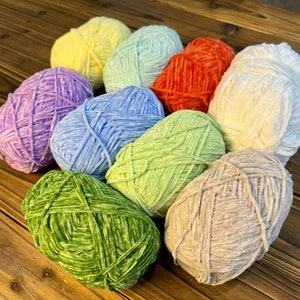 Crochet Plushies Yarn, Premium THIN Soft Velvet Yarn 40 gram, Soft Cotton Amigurumi Doll Animal Yarns, High Quality THIN Chenille Soft Yarn