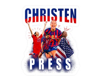 Adesivo de vinil da jogadora de futebol Christen Press | Adesivos de vinil com corte preciso