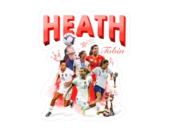 Adesivo de futebol Tobin Heath - perfeito para fãs, decoração de casa, adesivos de carro, presente para atletas, arte de parede esportiva
