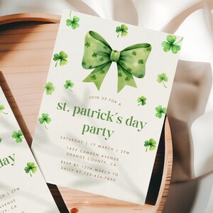 St. Patrick’s Day Party Invitation, Irish Shamrock Party Invite, Adult Saint Patrick&#39;s Day Party Editable Template, Girls Night Party Invite