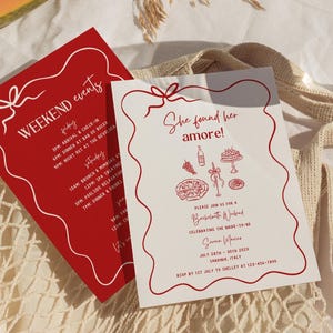 Amore Bachelorette Itinerary Template, Italian Summer Bridal Shower Invite, Girls Bachelorette Weekend Invitation Template, Italy Hens Party