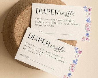 Wildflower Diaper Raffle Card, Baby In Bloom Baby Shower, Wildflower Baby Shower, Boho Diaper Raffle Ticket, Printable Nappy Raffle Template