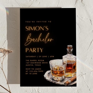 Editable Bachelor Party Invitation Template, Printable Stag Party Invite, Digital Stag Do Itinerary, Whiskey Cigar Grooms Bachelor Weekend