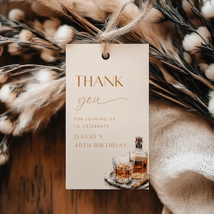 編集可能なウイスキーの誕生日記念品タグ、熟成されたサンキュータグ、酒瓶タグ、男性用30歳・40歳・50歳のギフトタグ、葉巻用アルコールラベル