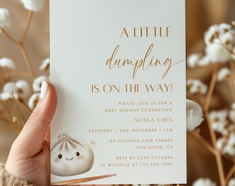 Editable Little Dumpling Baby Shower Invitation, Gender Neutral Bao Dim Sum Theme, Cute Dumpling Party, Digital Boho Baby Sprinkle Invite
