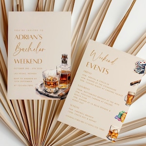 Editable Bachelor Party Invitation Template, Printable Stag Party Invite, Digital Stag Do Itinerary, Grooms Bachelor Weekend, Vegas Whiskey