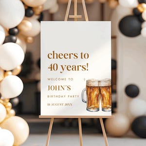Modèle de plaque 40e anniversaire Plaque d&#39;anniversaire pour homme À vos 40 ans Poster de bienvenue Bière Plaque de bienvenue pour hommes Plaque d&#39;anniversaire pour hommes Alcool pour hommes 50e C3