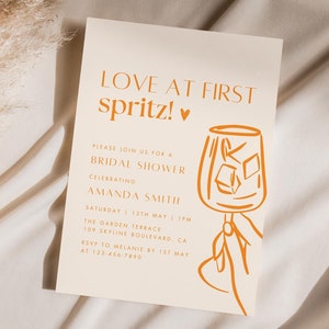 Editable Love at First Spritz Bridal Shower Invite, Aperol Spritz Bachelorette Editable Template, Citrus Cocktail Invitation, Hen Party O2