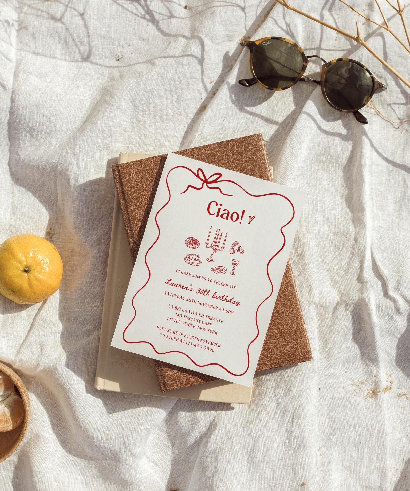Editable Ciao Bella Italian Dinner Party Invite, That's Amore ...