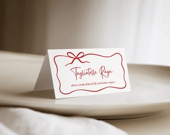 Editable Italian Food Labels, Italian Wedding Place Cards, Printable Buffet Card, Amalfi Wavy Place Cards, Italian Dinner Food Tents IE01