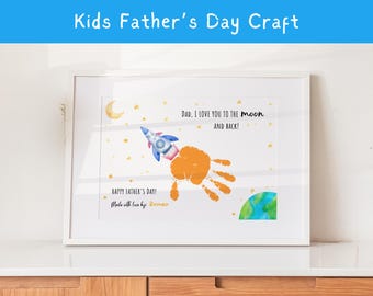 Father’s Day Handprint Craft Printable, Kids Keepsake Gift for Dad, Grandpa Father's Day Craft from Baby Toddler Son, Daddy Handprint Art