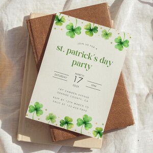 St. Patrick’s Day Party Invitation, Irish Shamrock Party Invite, Adult Saint Patrick&#39;s Day Party Editable Template, Girls Night Party Invite