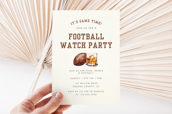 Editable Football Watch Party Invitation, American Football Party Invite, Game Day Party Template, 2026 Football Theme Digital Invitation