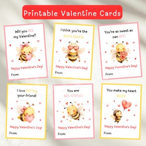 Bee Valentines Day Cards, Printable Classroom Kids Valentines Cards, Toddler Valentines Tags, Printable Valentine, Vday Pun Instant Download