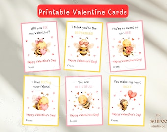 Bee Valentines Day Cards, Printable Classroom Kids Valentines Cards, Toddler Valentines Tags, Printable Valentine, Vday Pun Instant Download