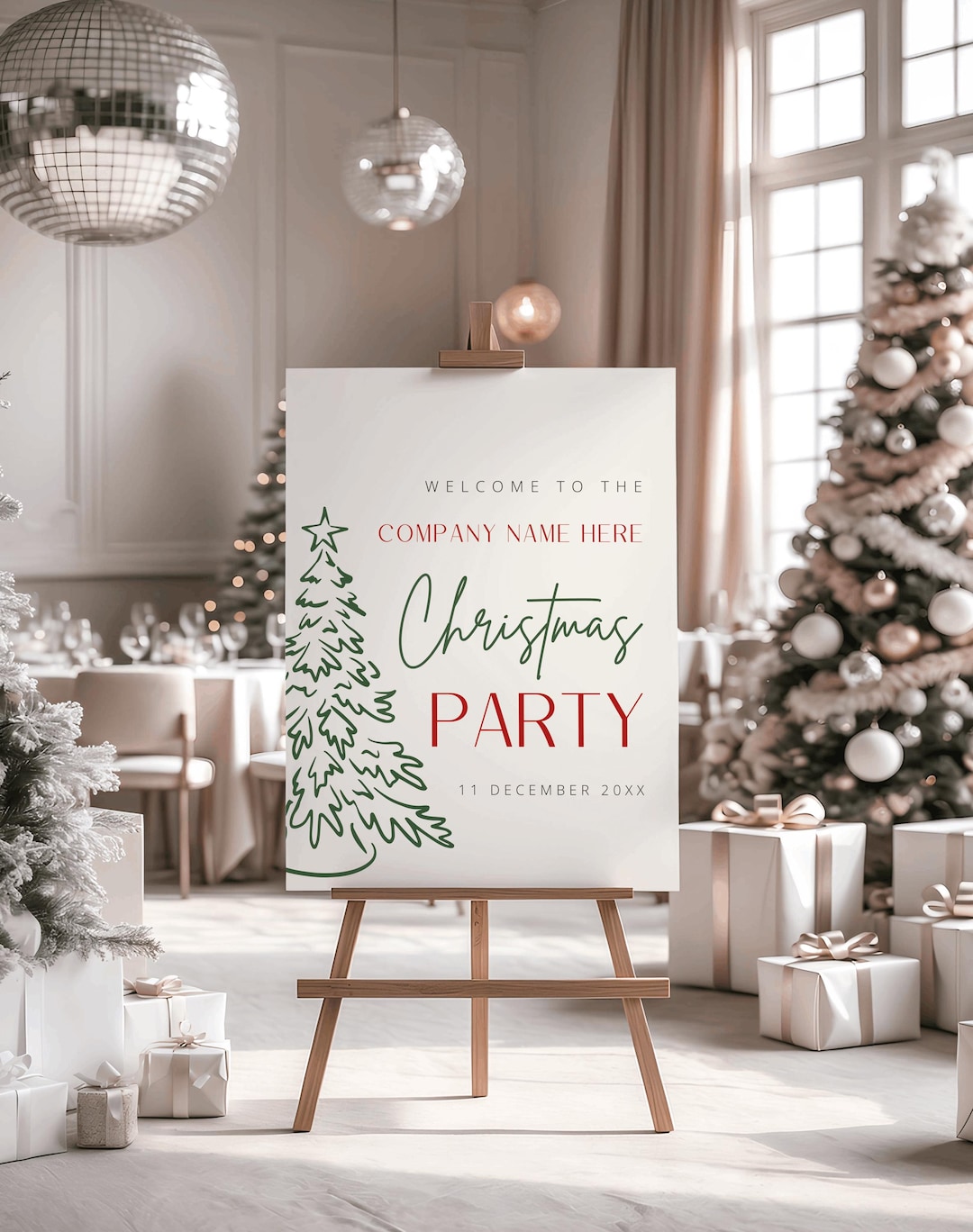 Company Christmas Party Welcome Sign, Corporate Christmas Party Sign ...